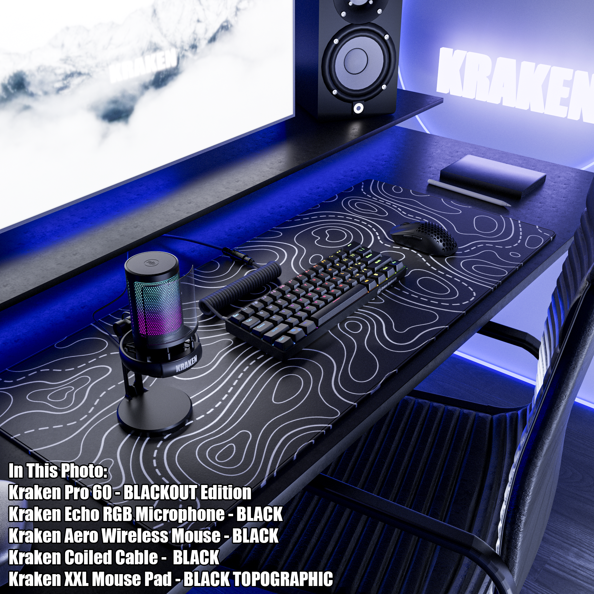 TOPOGRAPHIC XXL Gaming Mouse Pad - BLACK