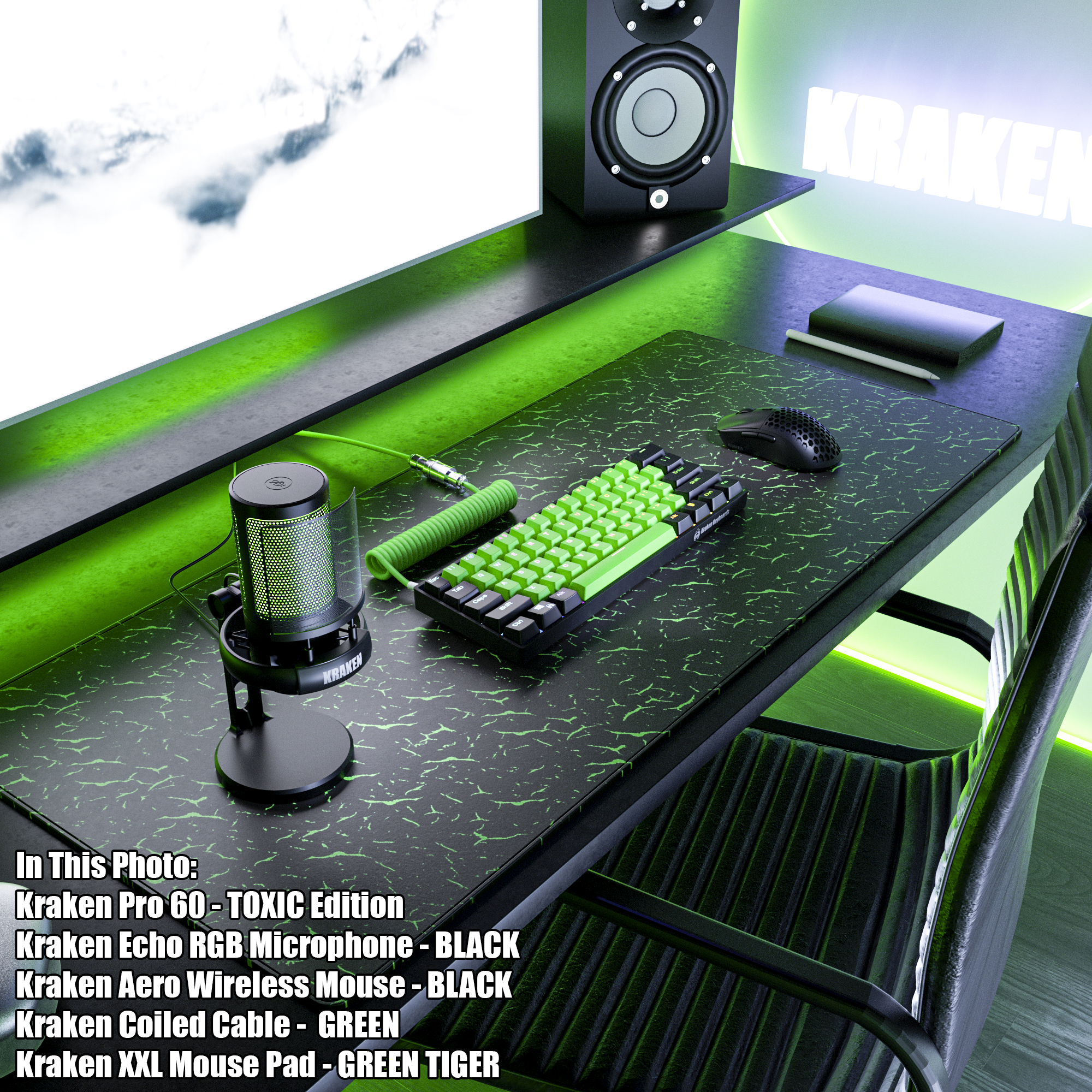 Coiled Keyboard Cable - GREEN
