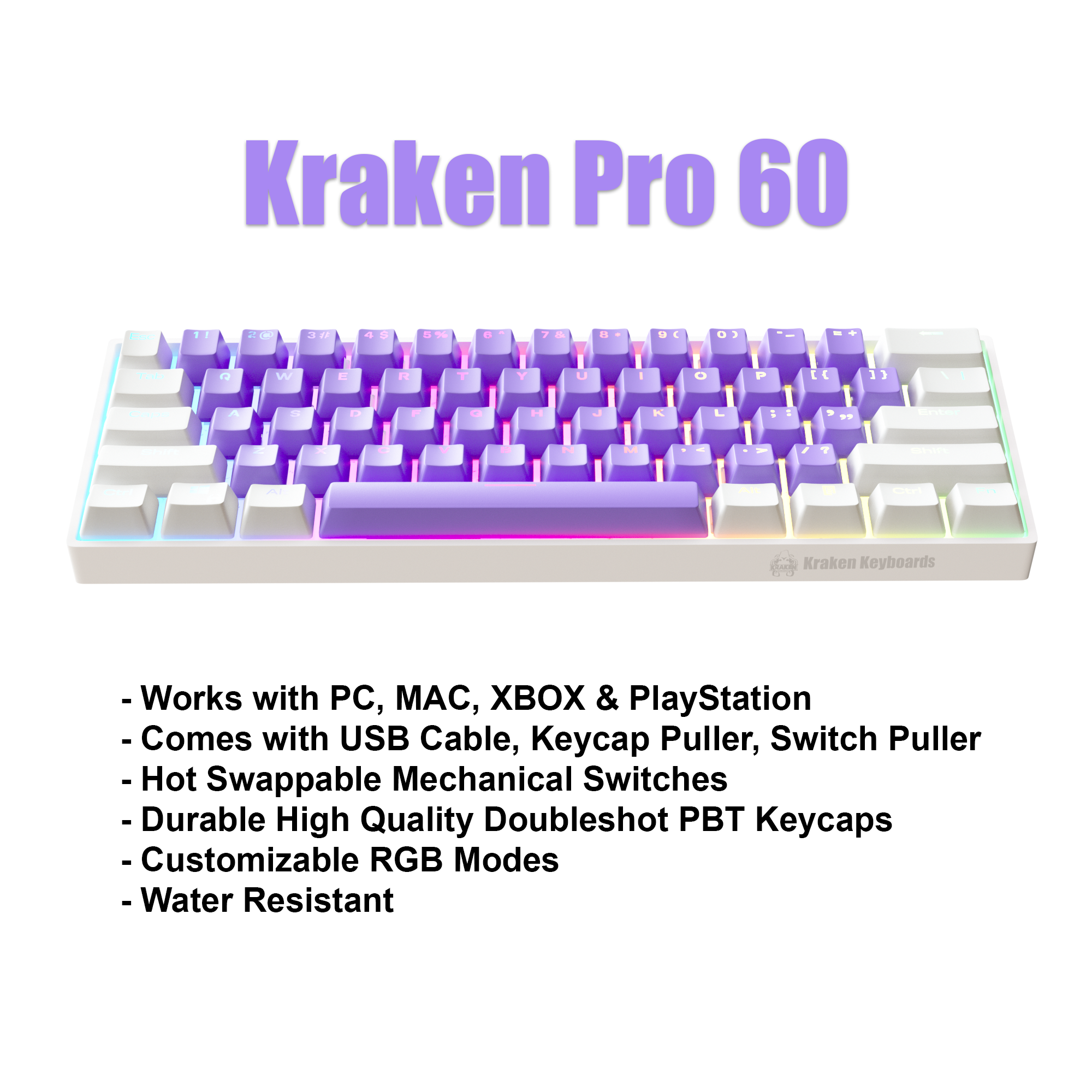 PURPLE CLOUD Keyboard + COILED CABLE + MOUSE PAD Bundle